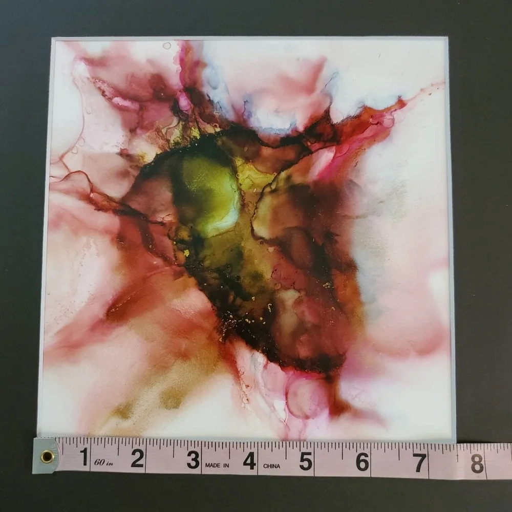 Original Alcohol Ink on Grafix and Matted in Black